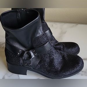 Motorcycle Moto Boots Black leather wilda Cowhair Womens sz 9 by Lori Goldstein